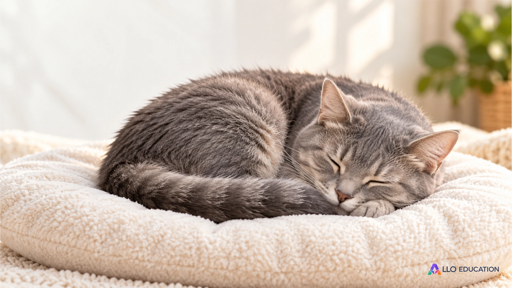 Le chat dort : trois mots